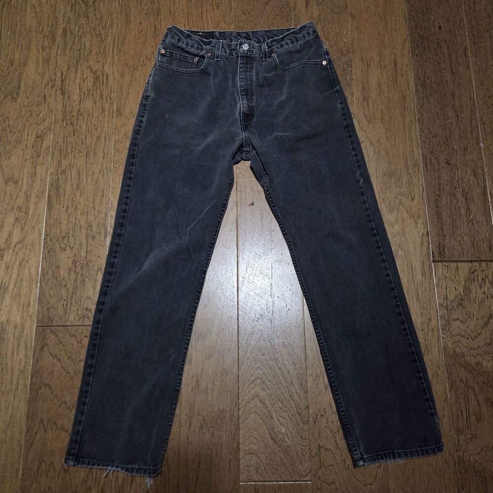 Levi 505 Regular Fit Straight Leg Jeans Mens 34x32 Black Vintage Made in USA 90s